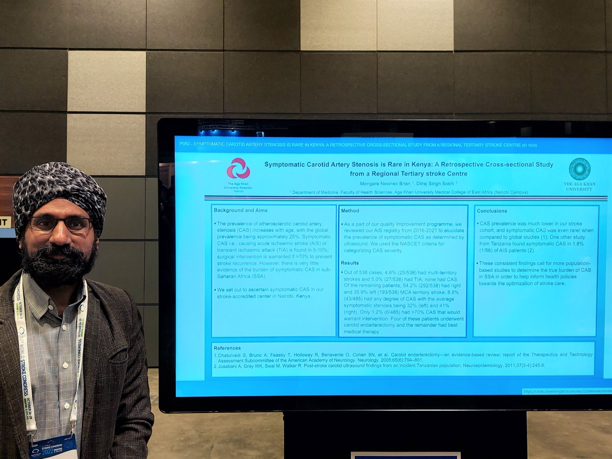 At the #WSC2022 presenting @NewnexBrian's sub-analysis of rare extracranial carotid disease in our <a href="/AKUHNairobi/">Aga Khan University Hospital, Nairobi</a> cohort, as a part of his <a href="/AKUGlobal/">Aga Khan University</a> MMed dissertation.