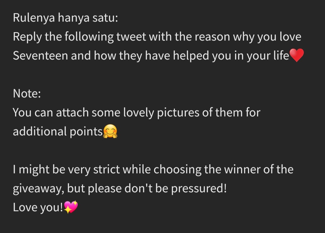 autumnyoonjh's tweet photo. 💎GIVEAWAY BE THE SUN JAKARTA ADDITIONAL SHOW💎
💎FOR INA CARATS ONLY💎

So, I will be giving away one tix for the upcoming Be The Sun Jakarta additional show on December!💖
Please read the rule below~

💎GIVEAWAY ENDS ON 31ST OF OCTOBER 2022💎
💎RTs and likes are appreciated💎 https://t.co/bc20ijG85g