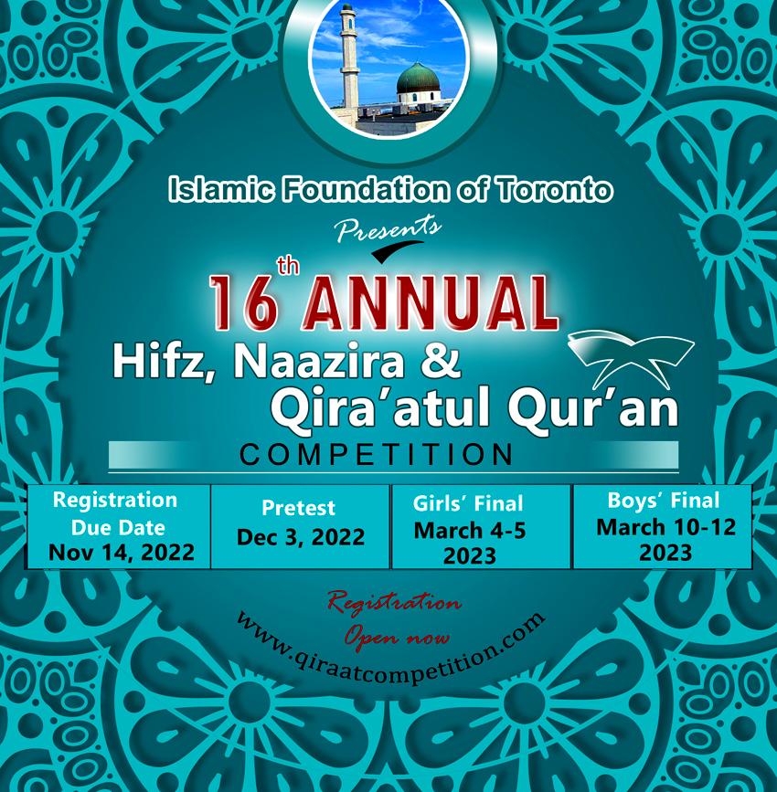 iftqqc's tweet photo. Please share our  Hifz, Naazira, &amp; Qira'atul Qur'an Competition flyer with your Friends, Family and on Social Media Groups. 

Registration is open now. Please Contact for more information:
Email: info@qiraatcompetition.com
Phone: 416 321 0909 https://t.co/GfIMH3vUtr