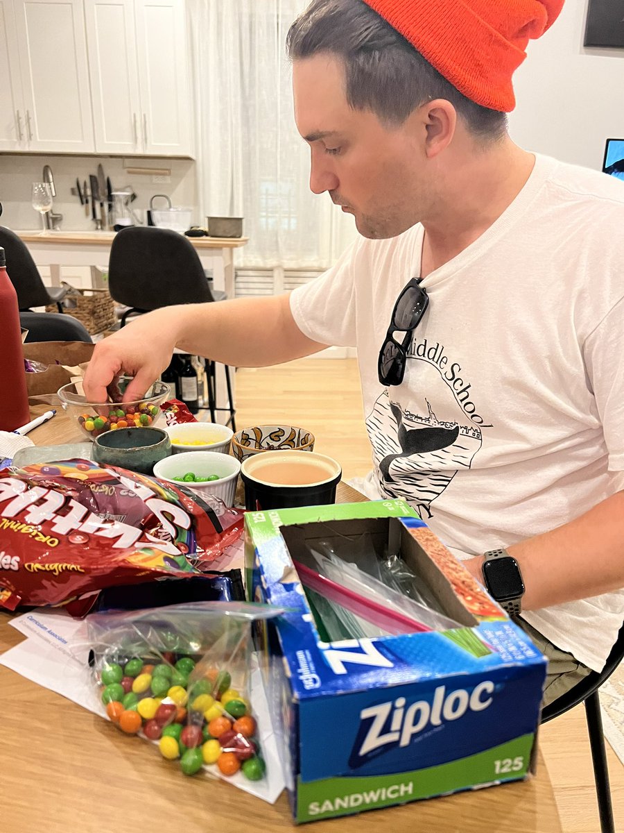 Our students will be modeling Earth’s atmosphere (and climate change) with skittles tomorrow, so we get to eat all the purple and oranges that didn’t make the greenhouse gas cut. #climatechange #teachingclimatechange #teachclimatechange