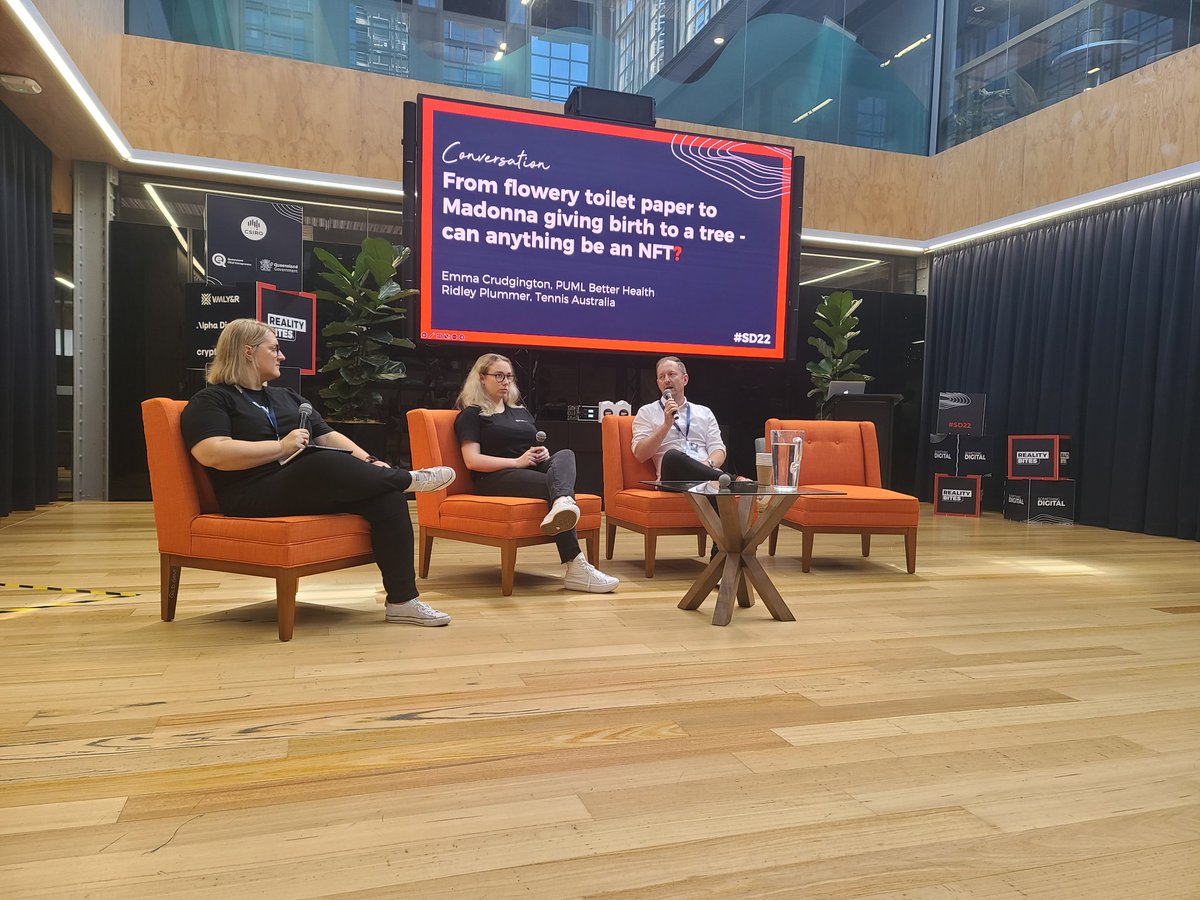 AshMRichter's tweet photo. "Over the next couple of years, we can expect a moment of mass adoption for #NFTs similar to QR codes. We hated QR codes. Then we needed them,  so the tech improved and people learned to use them in the everyday." 
-@RidleyPlummer of the @AustralianOpen at #SomethingDigital #SD22 https://t.co/erZ1IRrK3w