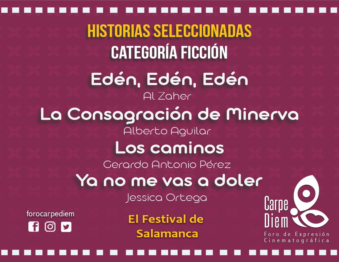 forocarpediem's tweet photo. Estas son las historias seleccionadas en las categorías de documental y ficción que participarán en el #CarpeDiem2022
#ElFestivalDeSalamanca https://t.co/6ZZAVnDe7A