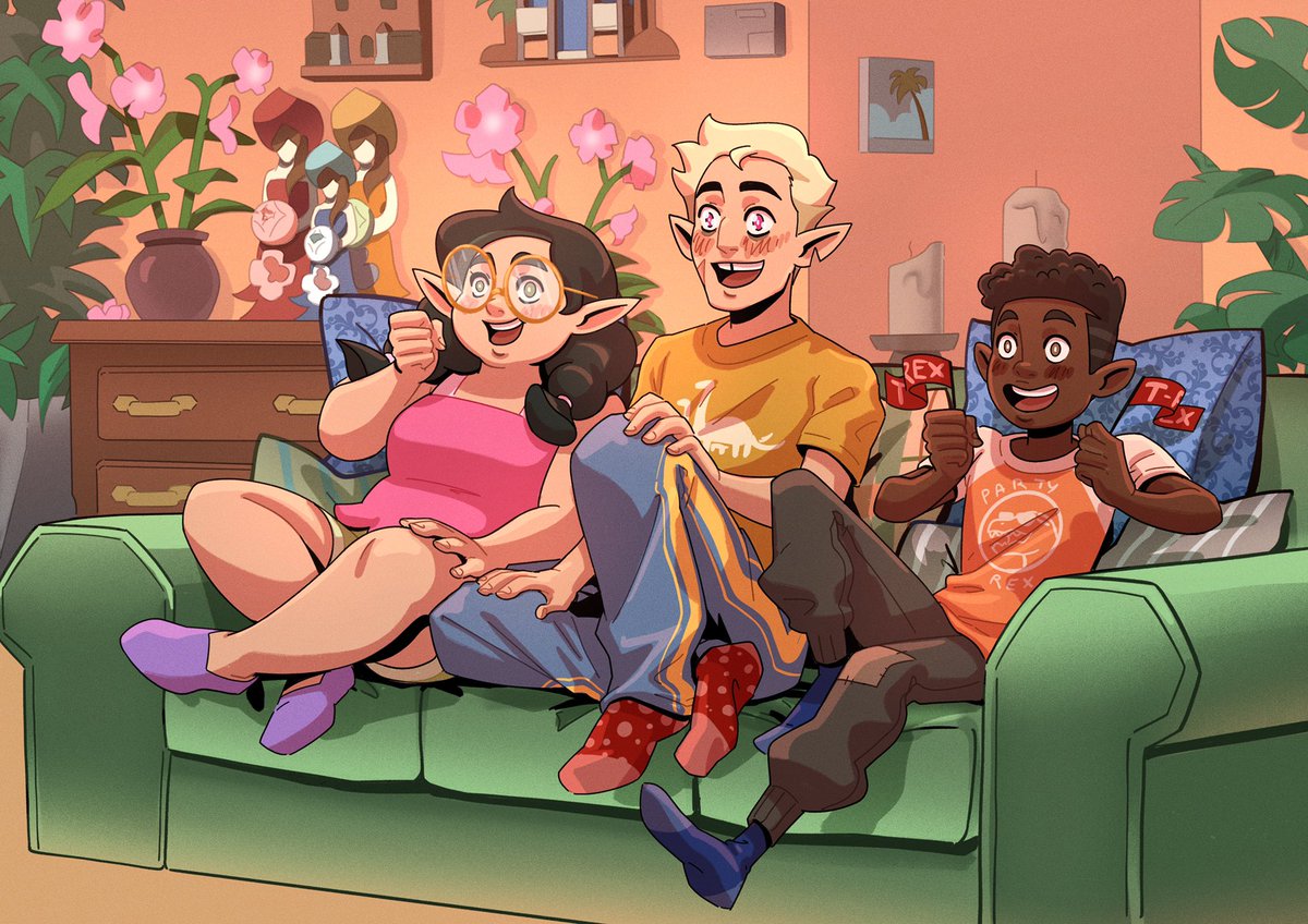 biankatdraws's tweet photo. Emerald Trio watching Dinosaurs documentaries together 🦕✨ Gus and Hunter are completely obsessed and Willow loves supporting her besties (and she’s also there for the prehistoric plants, or so she says 👀)  #toh https://t.co/2EjHpgVIkw
