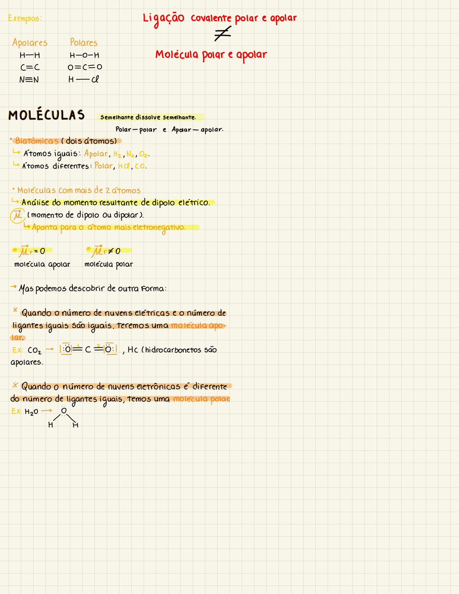 lanastudyin's tweet photo. 🌼RESUMO DE LIGAÇÕES QUÍMICAS, GEOMETRIA MOLECULAR e FORÇAS INTERMOLECULARES 

(perdoem a letra, faz um tempinho que fiz e não tinha prática com a Pencil na época…) https://t.co/VBFype58B3