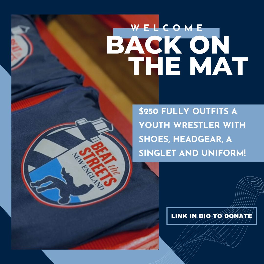 BTSNewEngland's tweet photo. #BeatTheStreets believes that young wrestlers deserve to be fully equipped as they embrace the sport of wrestling and all it has to teach! Your support helps us get student-athletes #BackOnTheMat and be fully prepared when they do so. Link in the bio to donate!
#WrestlingSeason https://t.co/Q8blqWZW99
