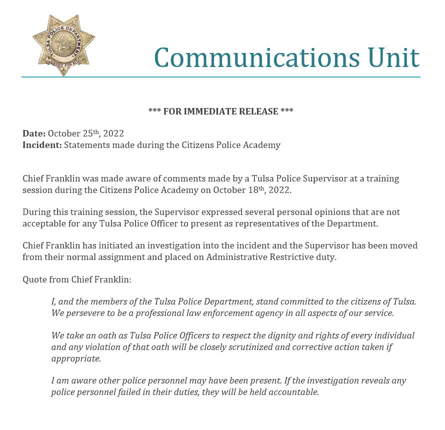 Tulsa Police tweet media