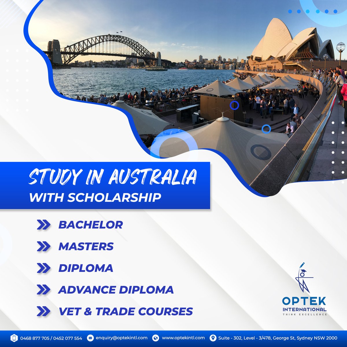 optekintl's tweet image. Choose your preferred Program that comes with a Scholarship and study in Australia.
A wide variety of Programs and Courses are available. 

Choose the best option and secure your future pathway.

𝐌𝐀𝐑𝐍: 𝟏𝟕𝟗𝟗𝟑𝟗𝟓

#optek #optekintl #coursechange #studyinaustralia