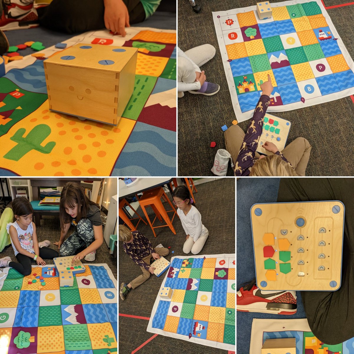 DEESbatzer's tweet photo. @DoubleEagleES @DEESStearns #CodingWithRobotsClub 3rd graders teaching the 2nd graders how to use the Function Bar with #cubettos! #learningisfun #proudteacher https://t.co/uTnuUxTcyF