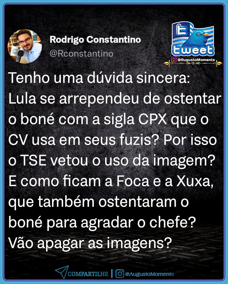 AugustoMoments's tweet photo. 𖣔 Eu também gostaria de saber‼️🤔
⠀ Deixe sua Opinião abaixo nos Comentários ⬇️💬✍🏻
⠀
◆⠀◆⠀◆
⠀
Link do Post em nosso Instagram:
https://t.co/SBOKEy17Ms

#Eleicoes2022 #Eleicoes2022 #SegundoTurno https://t.co/F0MuOB0XKT