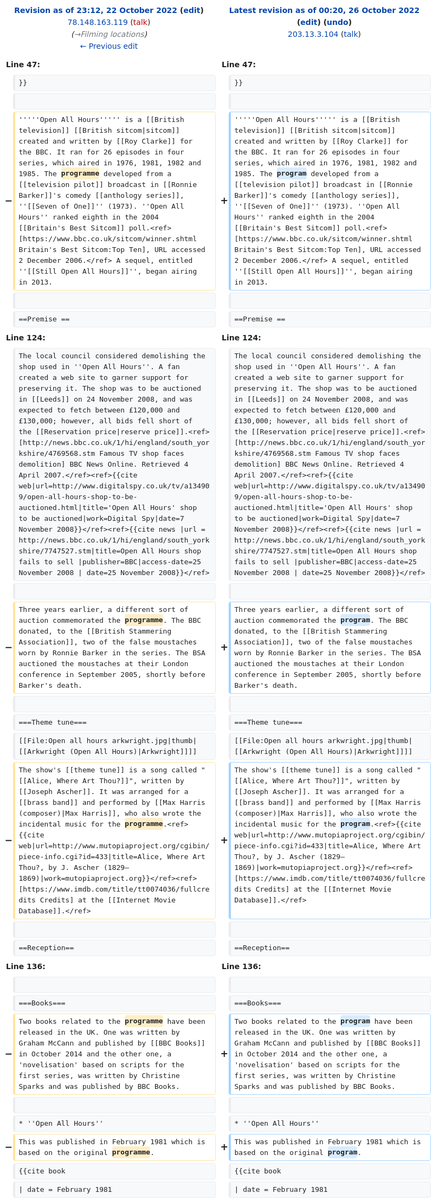 AussieParlEdits's tweet photo. Open All Hours Wikipedia article edited anonymously from Department of Human Services https://t.co/7qVaScvMMB https://t.co/IPBlQWnCLO
