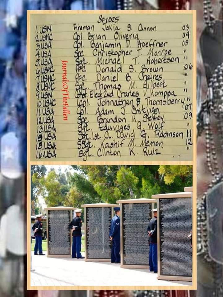 flagguy3063's tweet photo. Fellow Patriots join me in a moment of silence for those lost on October 25th during the GWOT.
May they all Rest in Peace with God's loving embrace SemperFidelis,
ECasas
#V2P97
#JOTF3515
#neverforgotten7039 #USA #USMC
#GWOTSevenThousandThirtyNine #JournalsOfTheFallenGWOT https://t.co/9aUc9Jc79o