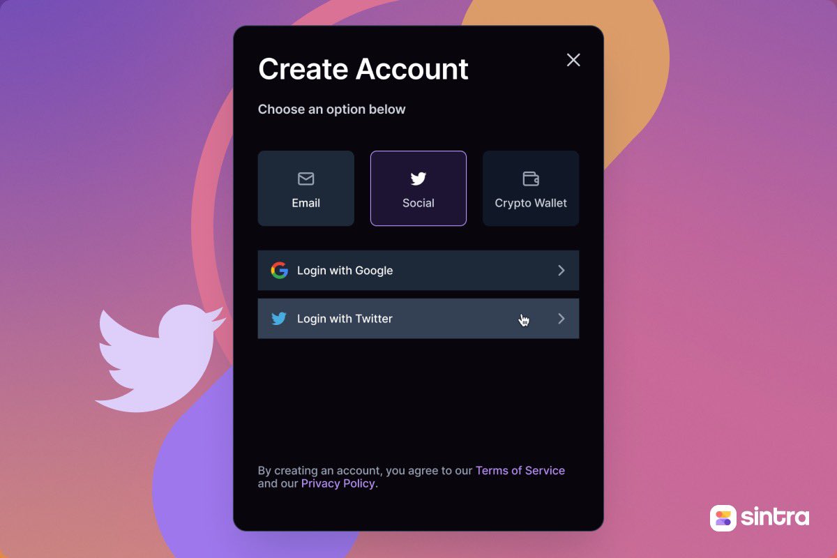 sintraHQ's tweet photo. Tweet tweet 🐣🐤

Product Update 🌴 — You can now create an account with Twitter or login with Twitter on Sintra! 🔥👀 https://t.co/OXR4pA0TVq