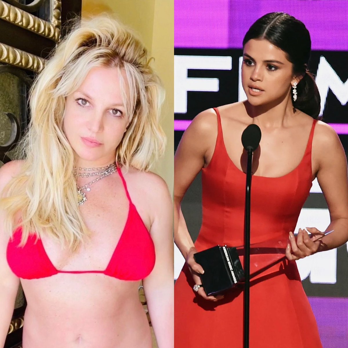 PopBase's tweet photo. Britney Spears seems to shade Selena Gomez’s 2016 AMAs speech and her music video with BLACKPINK ‘Ice Cream’ in her latest post. https://t.co/MvA7pTMDVB