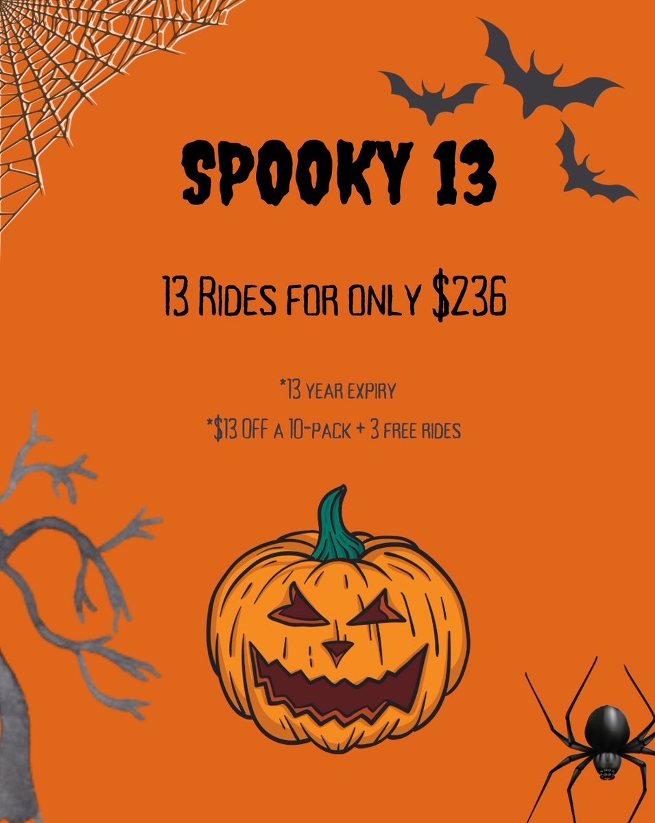 CyclebarV's tweet image. SPOOKY number 13!! Our halloween deals have BEGUN!
.
Now thru Halloween day grab a 10-pack and get $13 OFF!! We will add 3 FREE rides on top and change the expiry to 13 YEARS! You can purchase as many packs as you like using this link with the code... clubready.com/JoinUs/8110/54…