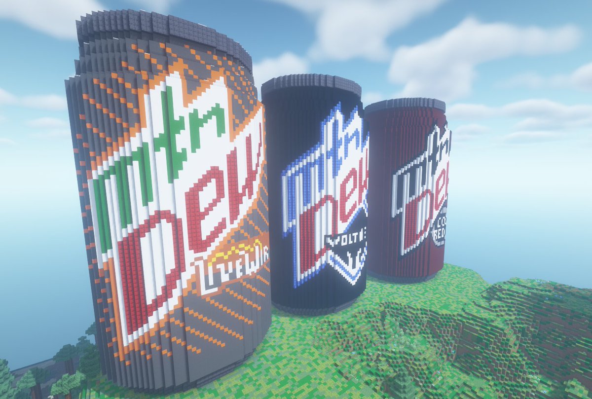OasisHomeMC's tweet photo. Minecraft #buildtober Day 21 - Dew Cans 🥤 https://t.co/tRQCItMEVO