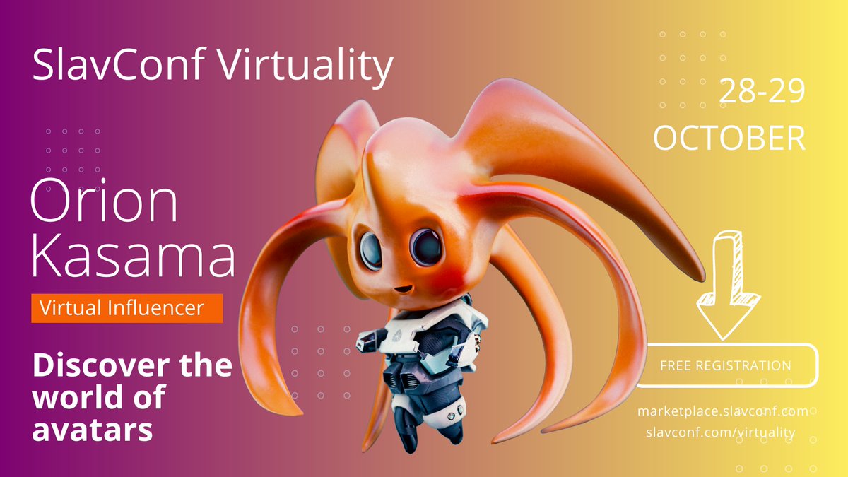 slavconf's tweet photo. Orion Kasama is joining SlavConf Virtuality! 
Free registration: https://t.co/Of92B6F29X.

#slavconf #virtuality #metaverse #influencer #avatars #VR #orion #kasama #event @pigiamakasama https://t.co/ffXV7Le7BG