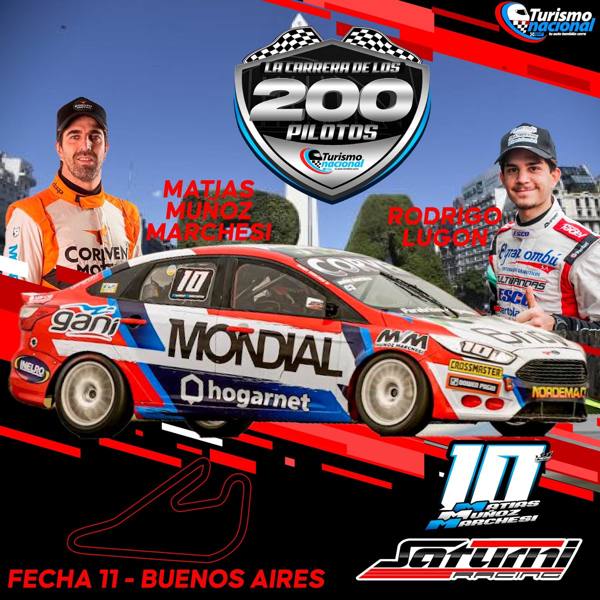 MunozMarchesi's tweet photo. 💥 Confirmado mi invitado para la Carrera de los #200Pilotos en el @AutodromoBA ‼️ @prensatn
-
Vamos @rodrilugon13 por un gran finde 🤜🏼🤛🏼
-
#MMM10 | @SaturniRacing https://t.co/KG0CmEFSvi