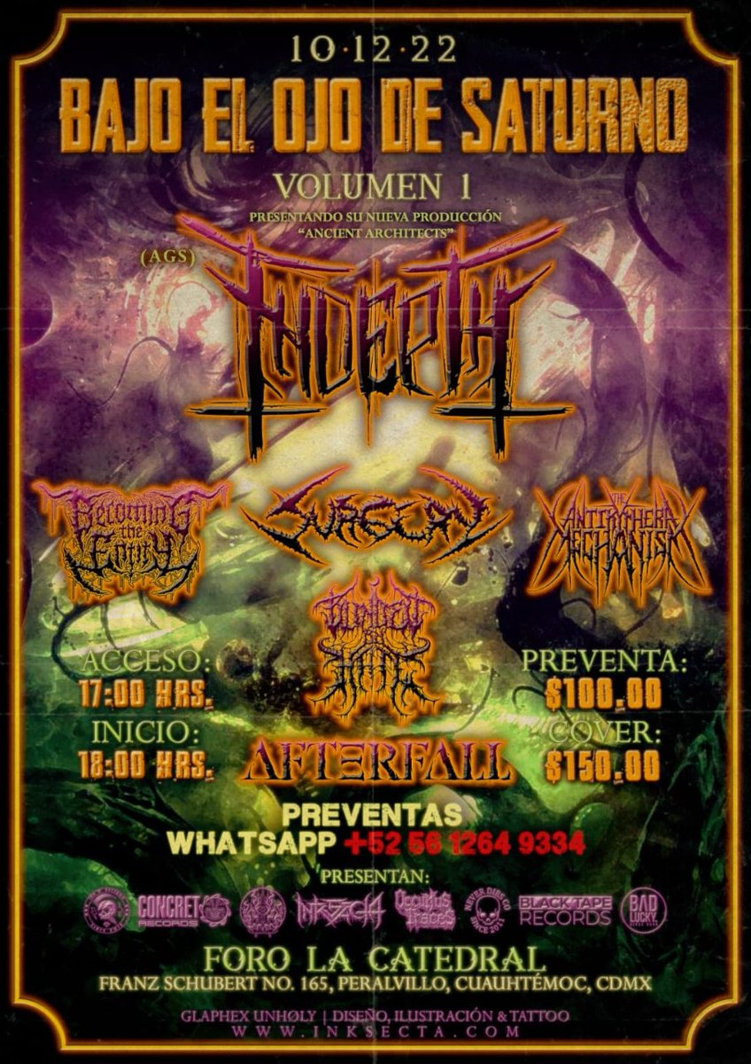 🔥 Por primera vez podrás escuchar esta historia en vivo junto con:
<a href="/Indepth/">The Frontpage</a>
@Surgerymx
@BecomingTheEntity
@Theantikytheramechanismmx
Los boletos ya están a la venta.