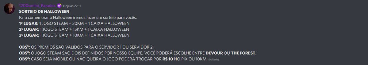 Rede_Paradox's tweet photo. Sorteio de halloween rolando em nosso discord, vai ficar de fora? Acesse já! https://t.co/x5MY7lmTAc https://t.co/xwWHsEShtH