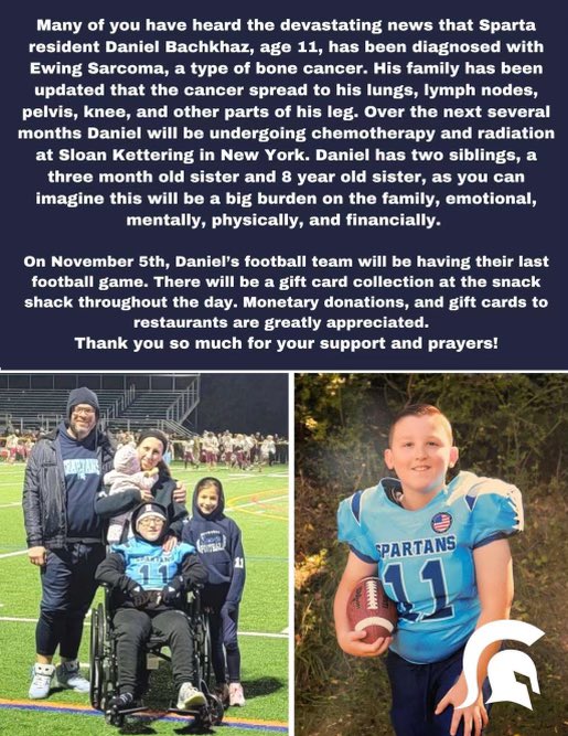 AustenFrat's tweet photo. Please support Daniel Bachkhaz and his family during this difficult time. A GoFundMe page has been created @ https://t.co/UmEh5mEBk4  #DanielStrong  #WeAreSPARTA https://t.co/QyBCbSvGqo