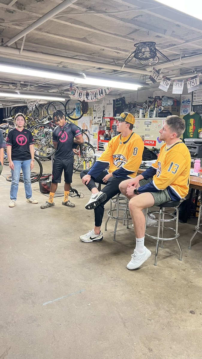 Cody Glass and Yakov Trenin stopped by <a href="/OasisBikeShop/">Oasis Bike Workshop</a> to chat with their mountain biking team! 

<a href="/PredsNHL/">Nashville Predators</a> | <a href="/BCBST/">BlueCross BlueShield of Tennessee</a>