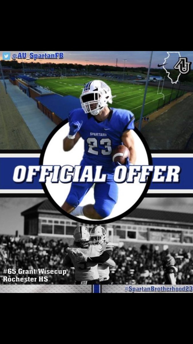 After a great visit and talks with Coach Beebe and Coach Zimmerman, I am blessed and proud to have received an offer to play for Aurora University. <a href="/AUCoachZim/">J.T. Zimmerman</a> @DonBeebeNFL <a href="/AU_SpartanFB/">Aurora University Football</a>
