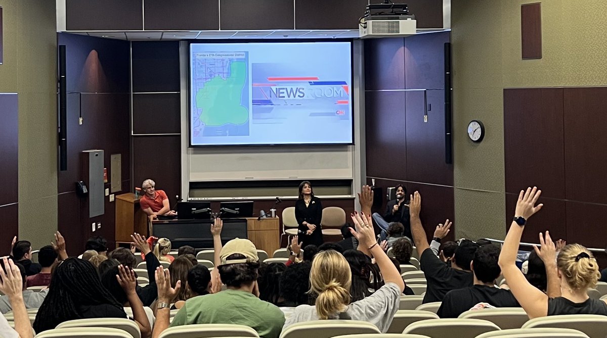 Annette_Taddeo's tweet photo. Great time speaking with students at the @univmiami Election Course, too bad my opponent María Elvira declined to attend - a disturbing trend that shows how little she cares about the district she currently represents. https://t.co/LiaC1NXHvf