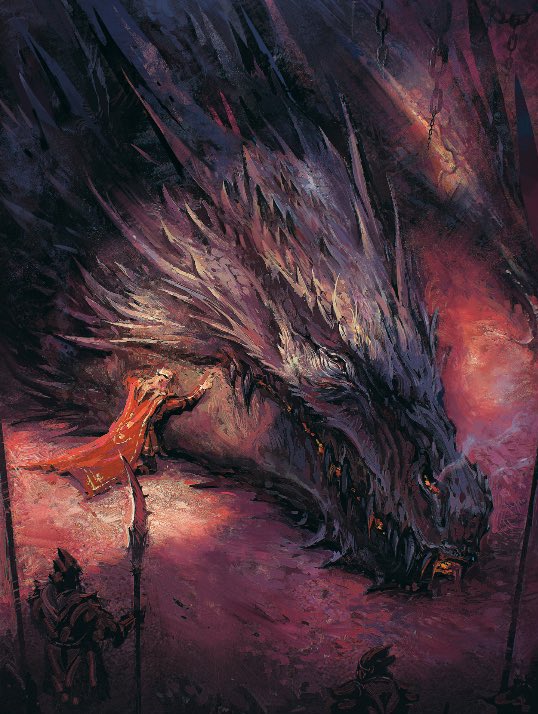 A morte de Balerion, o maior dragão da história de Westeros, ao lado de seu último montador: o Rei #ViserysTargaryen 🥺 Ilustração inédita do livro ‘The Rise of the Dragon’.

#HouseoftheDragon