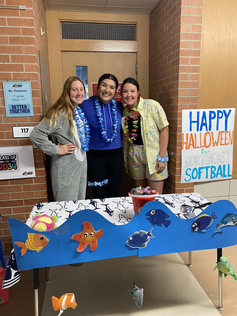 LNESoftball's tweet photo. LNE Softball players showing some off the field leadership skills by volunteering at the Riley Elementary Trick-or-Treat event. Great job @chloe__bader, @AvaMartinez2025, and Addie Hoage! #serveothersfirst 🚀 https://t.co/VdNBLrqmRl