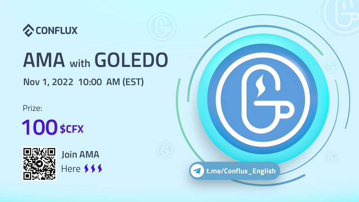 📣 We are hosting <a href="/GoledoFinance/">Goledo Finance</a> for an AMA 

🔹 Join us to learn about Goledo, cross-chain lending, and borrowing protocol, a project built on eSpace.

Like, retweet, and share your questions in the comments. 

💰 Winners will share a pool prize. 

📍t.me/Conflux_English