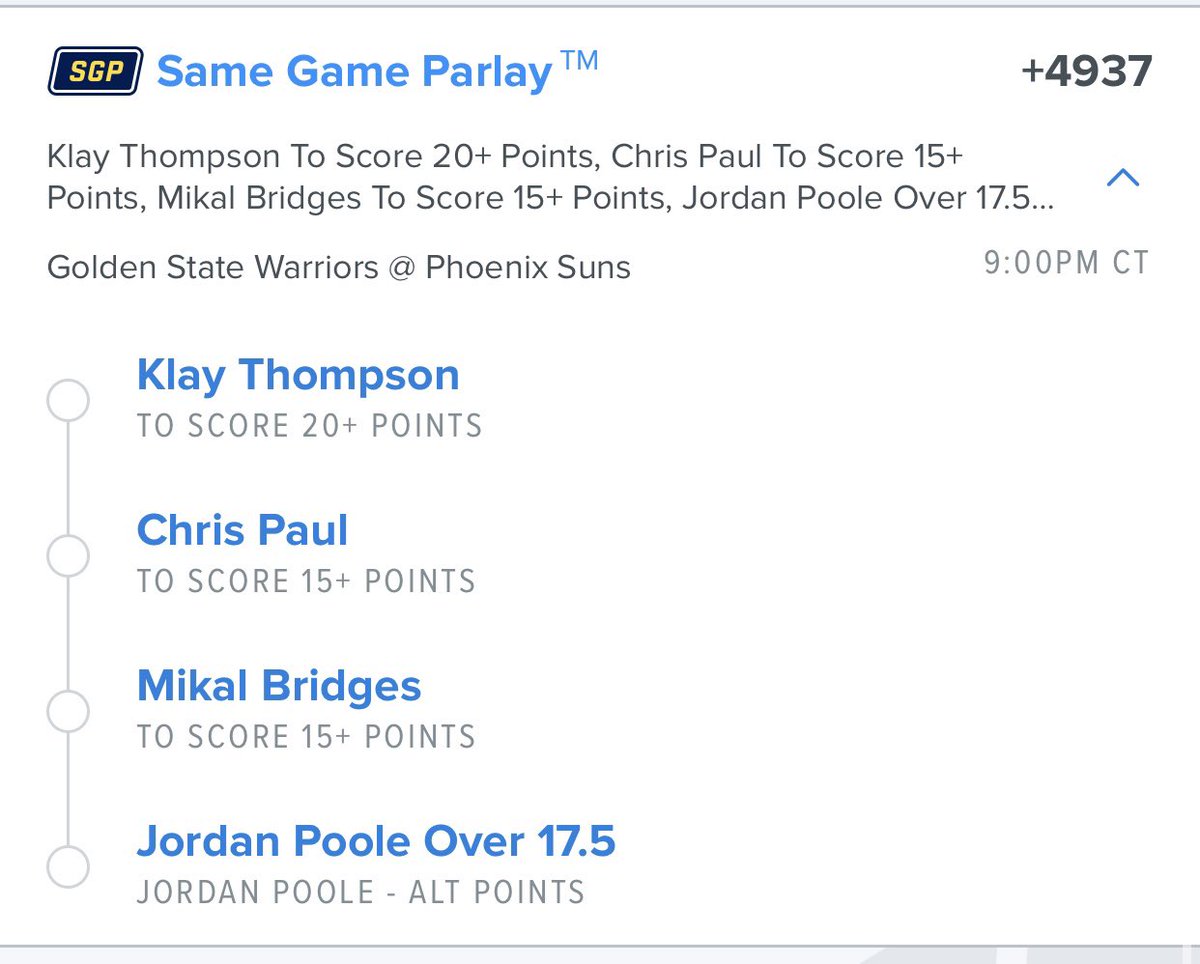 MontyPB's tweet photo. Suns Warriors SGP + Points Parlay #FadeTheBoost 👀👀👀 https://t.co/FfNUl1MrzM