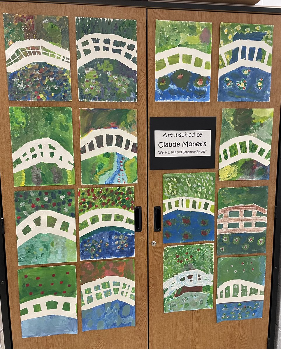 kelcooki's tweet photo. Monet artist study, loved watching kids try a new technique! https://t.co/2NoO6m4LmN
