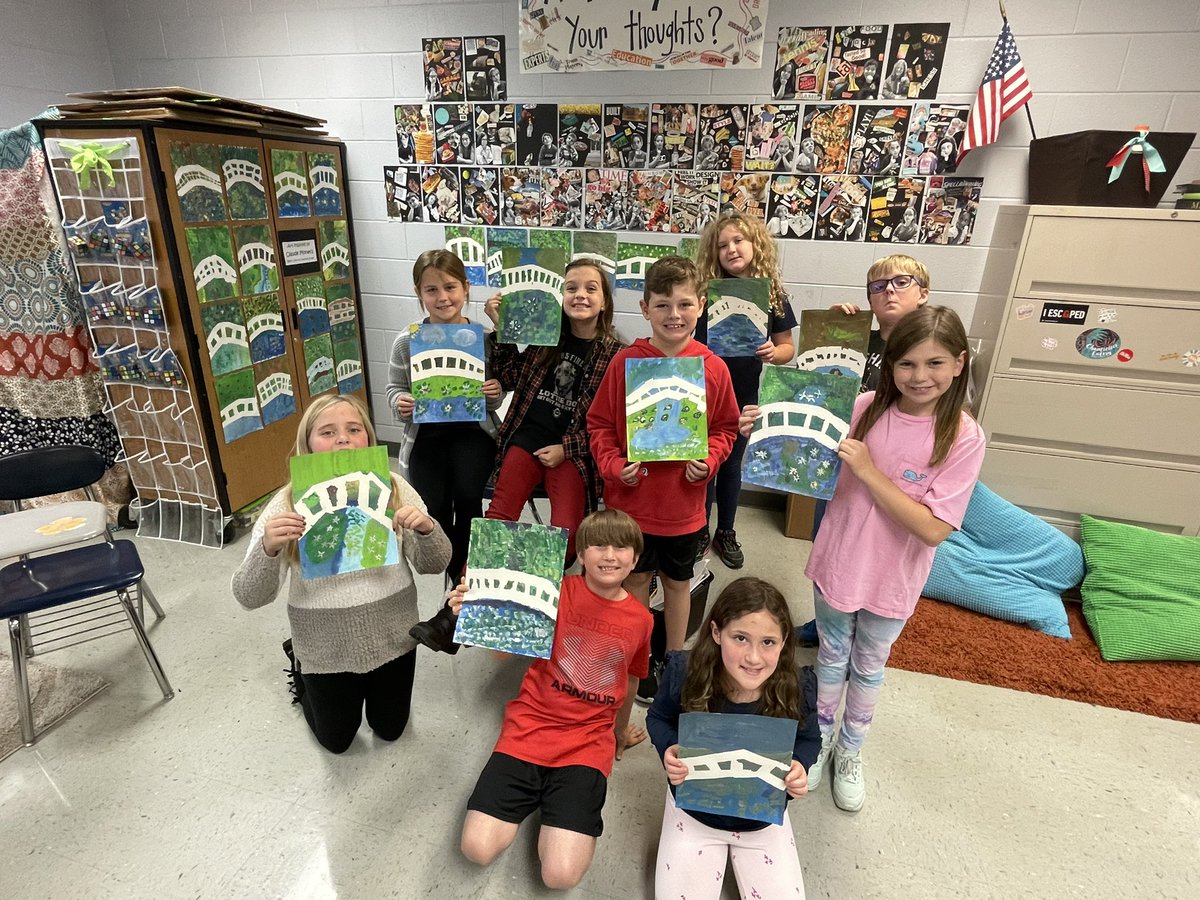 kelcooki's tweet photo. Monet artist study, loved watching kids try a new technique! https://t.co/2NoO6m4LmN