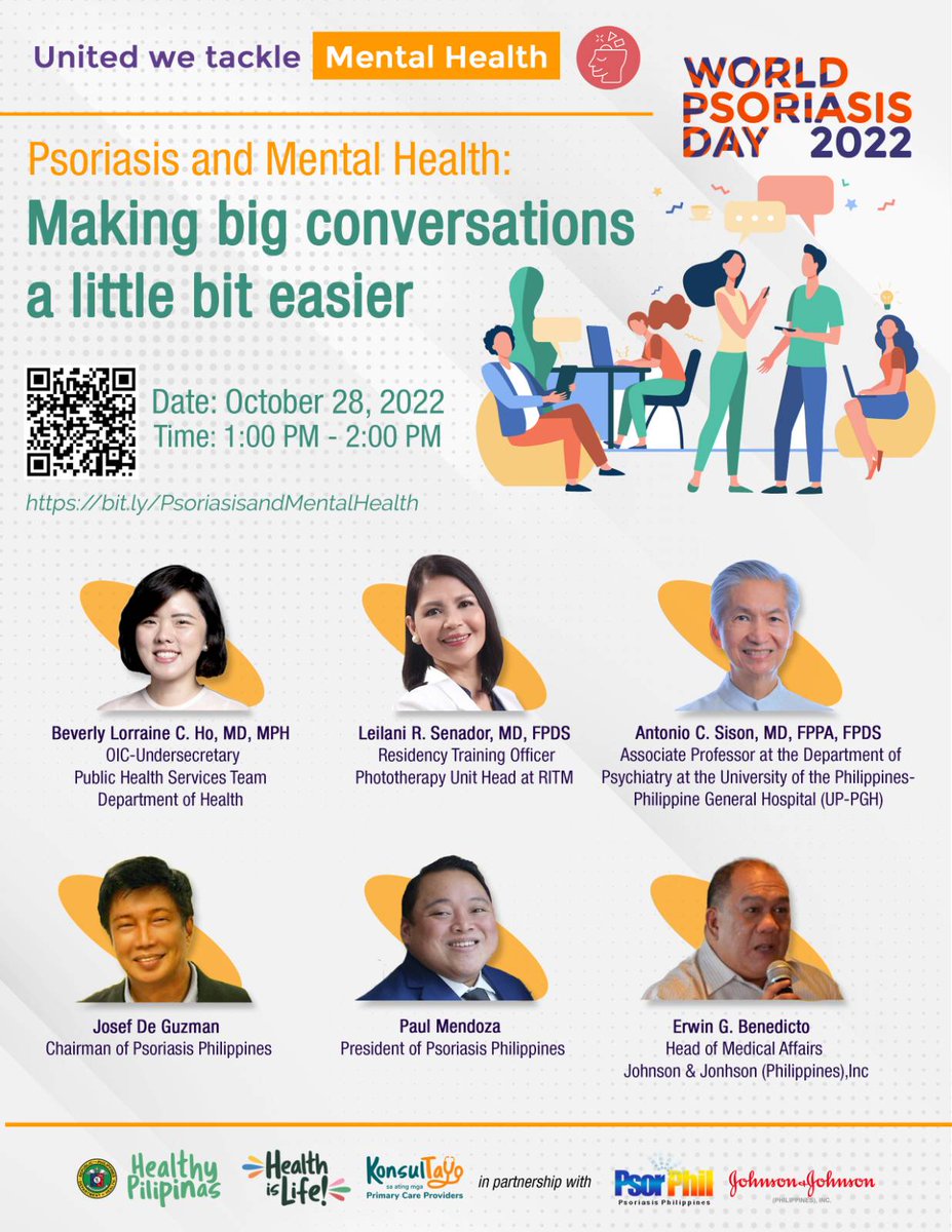 DOHgovph's tweet photo. World Psoriasis Day 2022
We are uniting to draw attention to mental health and mental well-being. We are proud to announce the theme of this yearΒ΄s World psoriasis Day which is mental health. https://t.co/8BviP6xr9c