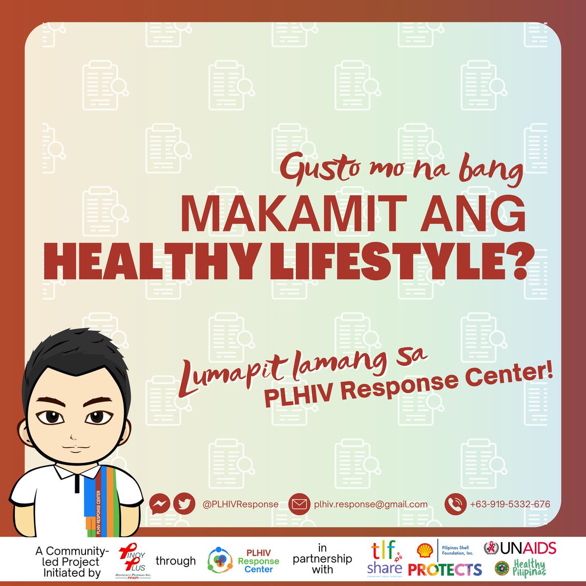 PLHIVResponse's tweet photo. Kung ikaw ay nag-iisip na kung paano mo makakamit ang healthy lifestyle? Maaaring makipag-ugnayan sa PLHIV Response Center upang ikaw ay kanilang matulungan.

#HIVhealth #LearnWithPRC #PRCares #PRCPromotion #ResponseCenter #HealthyPilipinas https://t.co/ACJXQPa73L