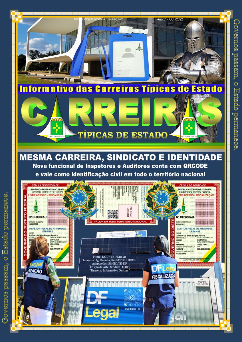 TeSindi's tweet photo. CARA-CRACHÁ: Inspetores e Auditores da DF Legal terão nova carteira funcional. Além de itens de segurança, como QRCODE e impressão em papel moeda, o dispositivo valerá como identidade civil em todo o território nacional. https://t.co/YvkQulv1nd