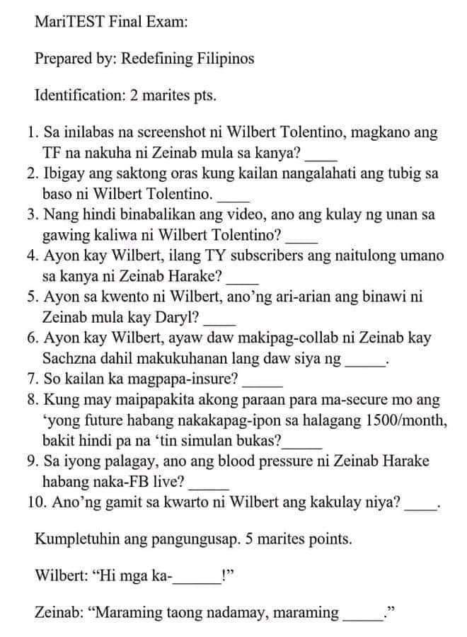 varca_cheryl's tweet photo. @ZeeKamad Mag review kayo mga marites mag bibigay ako Ng test sagutin Ang mga sumusunod n pangungusap https://t.co/6Qg08ctFmo