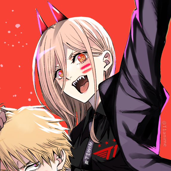 t1anime's tweet photo. SKT T1 Power &amp; Denji
Couple/ Matching Icons
Anime: Chainsaw Man

#T1WIN #T1FIGHTING #WORLDS2022 https://t.co/pAxis7W4ST