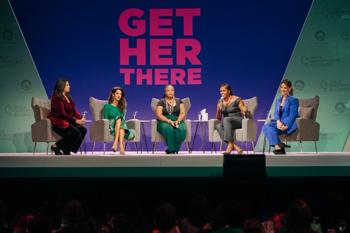 girlsalliance's tweet photo. Feeling inspired: @MichelleObama sat down with Amal Clooney, @MelindaGates, and Wanjiru Wahome from the @SamburuGirlsFdn to talk about our collaboration to empower adolescent girls through education and to help end child marriage.
 
#GetHerThere https://t.co/gHq09ZRZJk