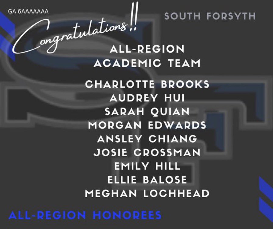 Blessed to be selected First Team All-Region and All-Region Academic Team!  We’re not done yet! <a href="/SoFoSoftball/">South Forsyth Softball</a> <a href="/LadyDukesGA18u/">Lady Dukes Rabitsch/Schroyer</a> <a href="/ChicagoSoftball/">Ruth Kmak</a> <a href="/coachmyra33/">Myra Minuskin</a>