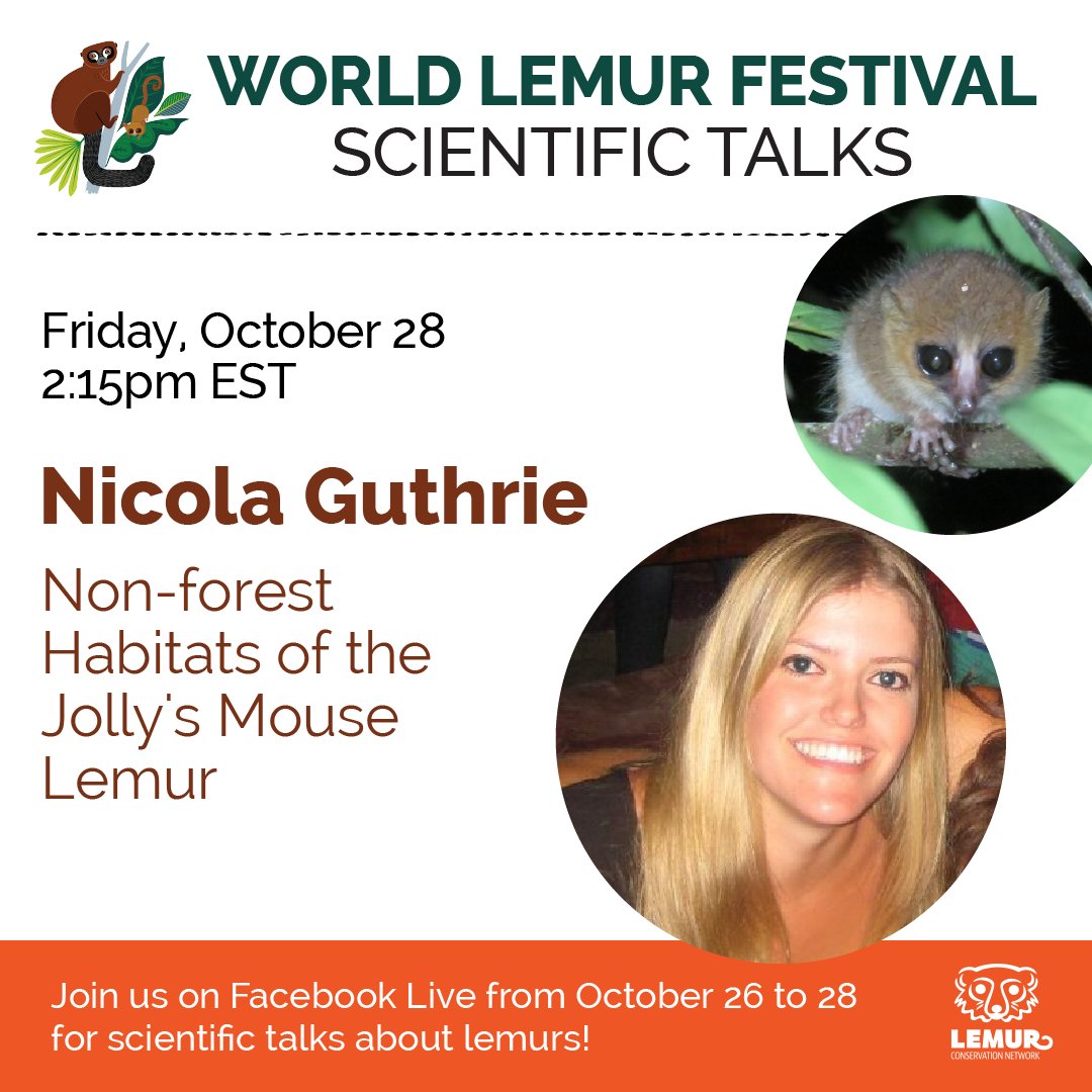 LemurNetwork's tweet image. At 2:15pm EST, we'll chat with @NicolaGuthrie about the Jolly's Mouse Lemur and the different habitats they live in outside of the forest! Nicola is a PhD student at @UCalgary.