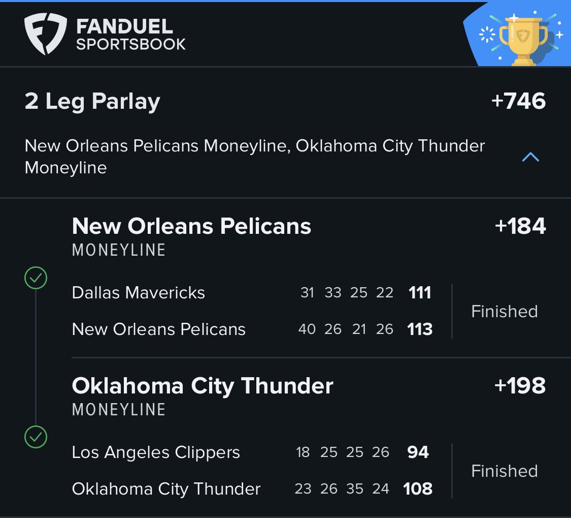 DullyStaysUp's tweet photo. ๐ฐ๐ฐBANG BANG FOR VIP ATZZZ ๐ฐ๐ฐ
+746 parlay
Pelicans ML #ThunderUp
Thunder ML #Pelicans
Why would you straight bet them when you KNOW theyโre both winning?!? Atz
DONT PLAY, WE #STAYUP OVER HERE
#GamblingTwitter #FanDuel #NBA #NBAPicks #UnitStacking #NBATwitter #MONEY https://t.co/fjB2HpJZg0