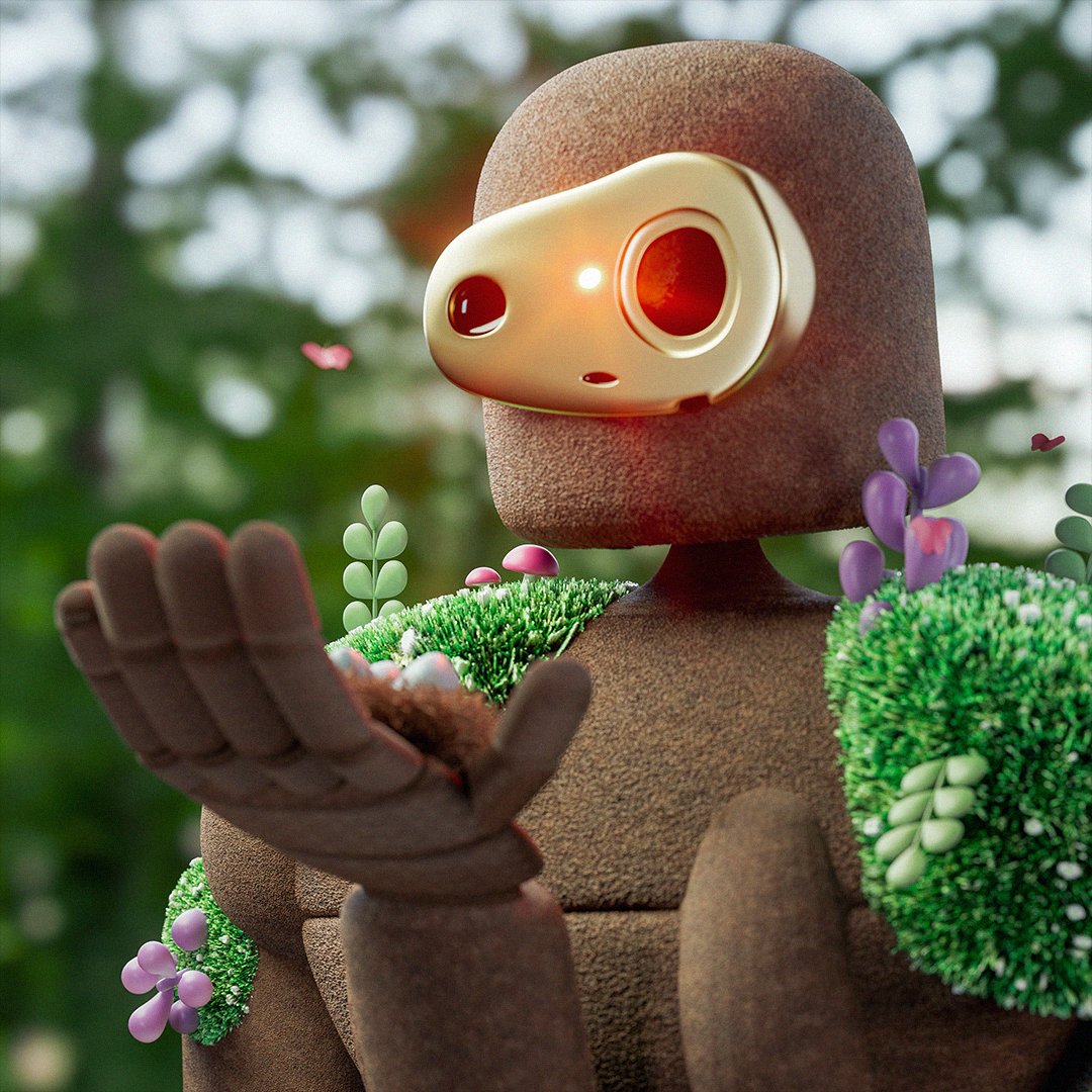 DAY 24 + 25 - Castle + Robot - This challenge brings out the Ghibli in me, so here we go again! By mashing up the last two prompts - voila, we have the rusting robot from Laputa: Castle in the Sky. He turned out a wee bit more realistic than I intended, but🤷‍♀️#peachtober22 #3D
