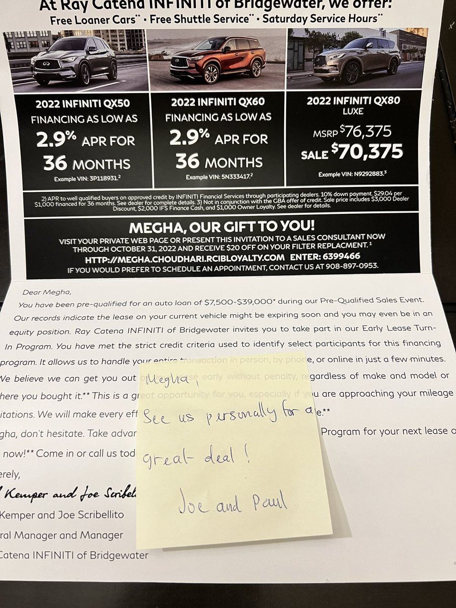 MeghaChoudhari2's tweet photo. You know the market is cooling off when you get this in the mail…
#carsales #economy #inflation #StockMarkets #usmarketupdate https://t.co/Tq6S7IzfWh