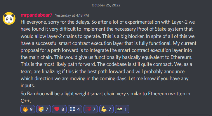 pdn_pandanite's tweet photo. Hello Pandas! 🐼
We bring you a project update about possible directions of #BambooProject 📝
#SmartContracts will be a great addition to main net #BambooNetwork
#cryptocurrency #blockchain #crypto #BambooNetwork #smartcontract https://t.co/WO4gZtCT3N