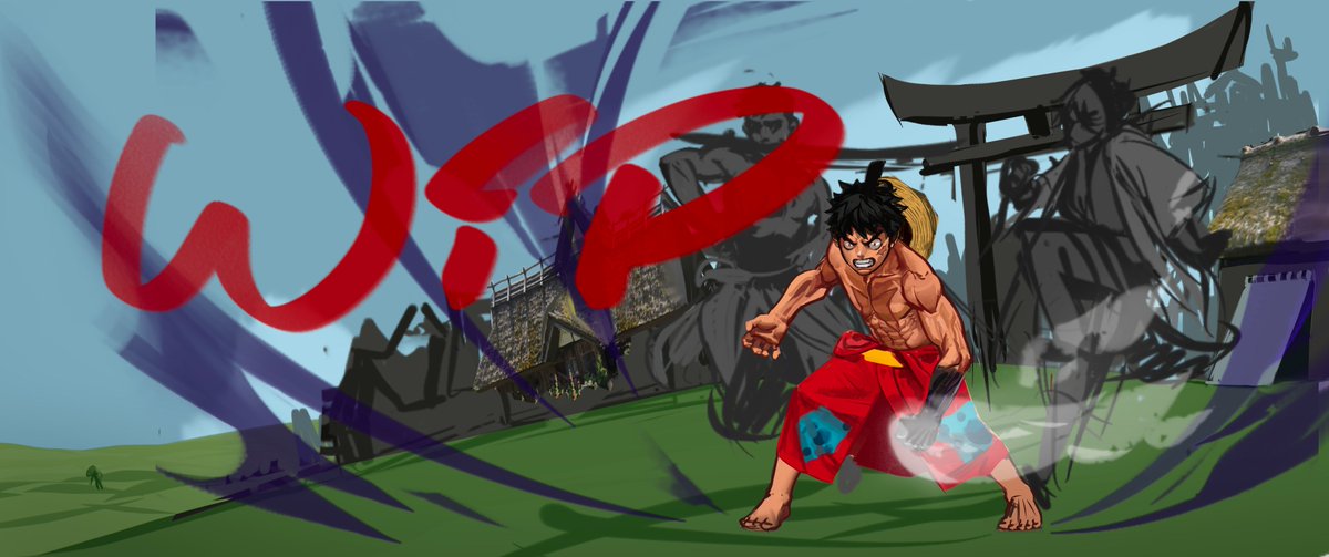 Jabzeeart's tweet photo. Some one piece splash art (WIP)
backgrounds are hard 😰
#onepiece #luffy #Zoro #Sanji https://t.co/e0A9403R4q