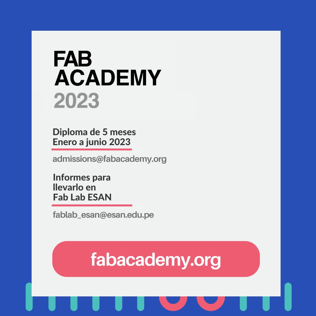 fablabesan's tweet photo. ¿Estabas esperando la oportunidad de especializarte en Fabricación Digital? ¡El FabAcademy es para ti!  🚀

📢¡Las inscripciones están abiertas!
Inicio de clases: enero 2023
Informes: https://t.co/A29QQIXCSA

#fabacademy #fablabesan #universidadesan https://t.co/qntNuvnXgA