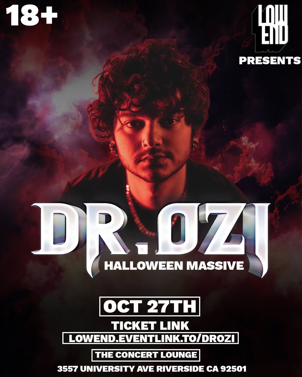 lowendent808's tweet photo. Enjoy some sweet candy &amp; wicked dubstep bangers this Thursday night at our Costume Party w/ @DrOziOfficial Oct 27th in Downtown Riverside! 

See all of our 18+ headbangers at The Concert Lounge!

Presales: https://t.co/vRQ2hMEg7v https://t.co/tKo3c6yNX6