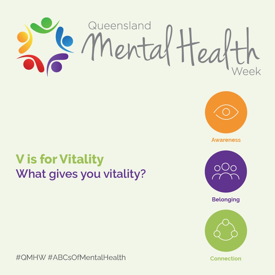 What gives you vitality? What makes you feel infused with positive energy? 😄

What we eat, how we rest, exercise and socialise all play a role in our mental health and feelings of vitality 🧠.

#ABCsOfMentalHealth #vitality #mentalhealth #mentalhealthawareness
