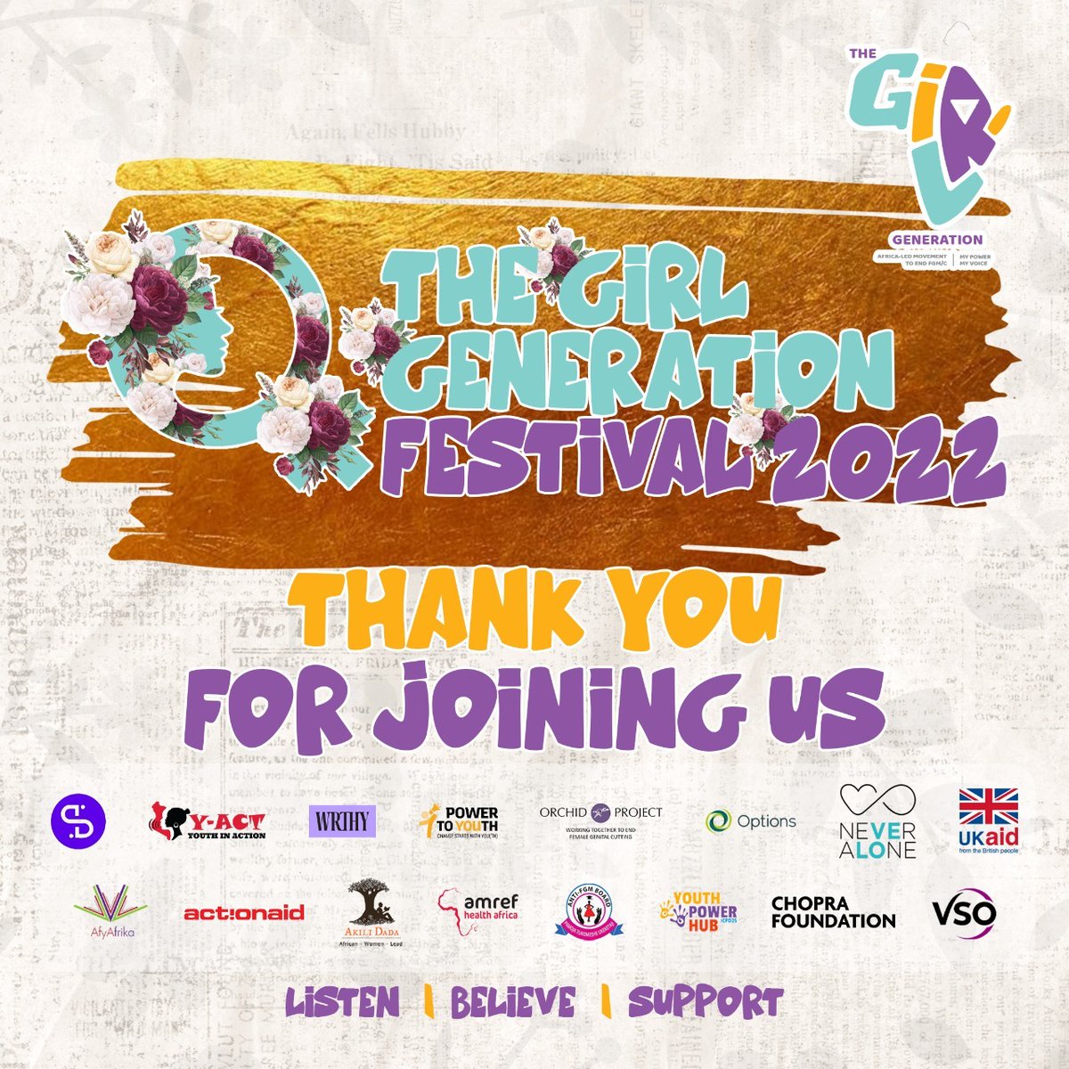 YACT_Africa's tweet photo. Thank you for making the #TGGFest such a success. We also want to thank @TheGirlGen for bringing us on board for this. One voice, one call: Let's end FGM/C, SGBV and child marriages globally๐ช #IDGC22 #youth4GenderEquality https://t.co/1fUnGehDI7